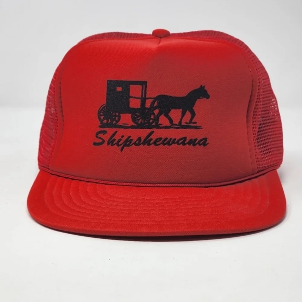 Shipshewana Horse And Buggy Snapback Mesh Hat‎ Red
